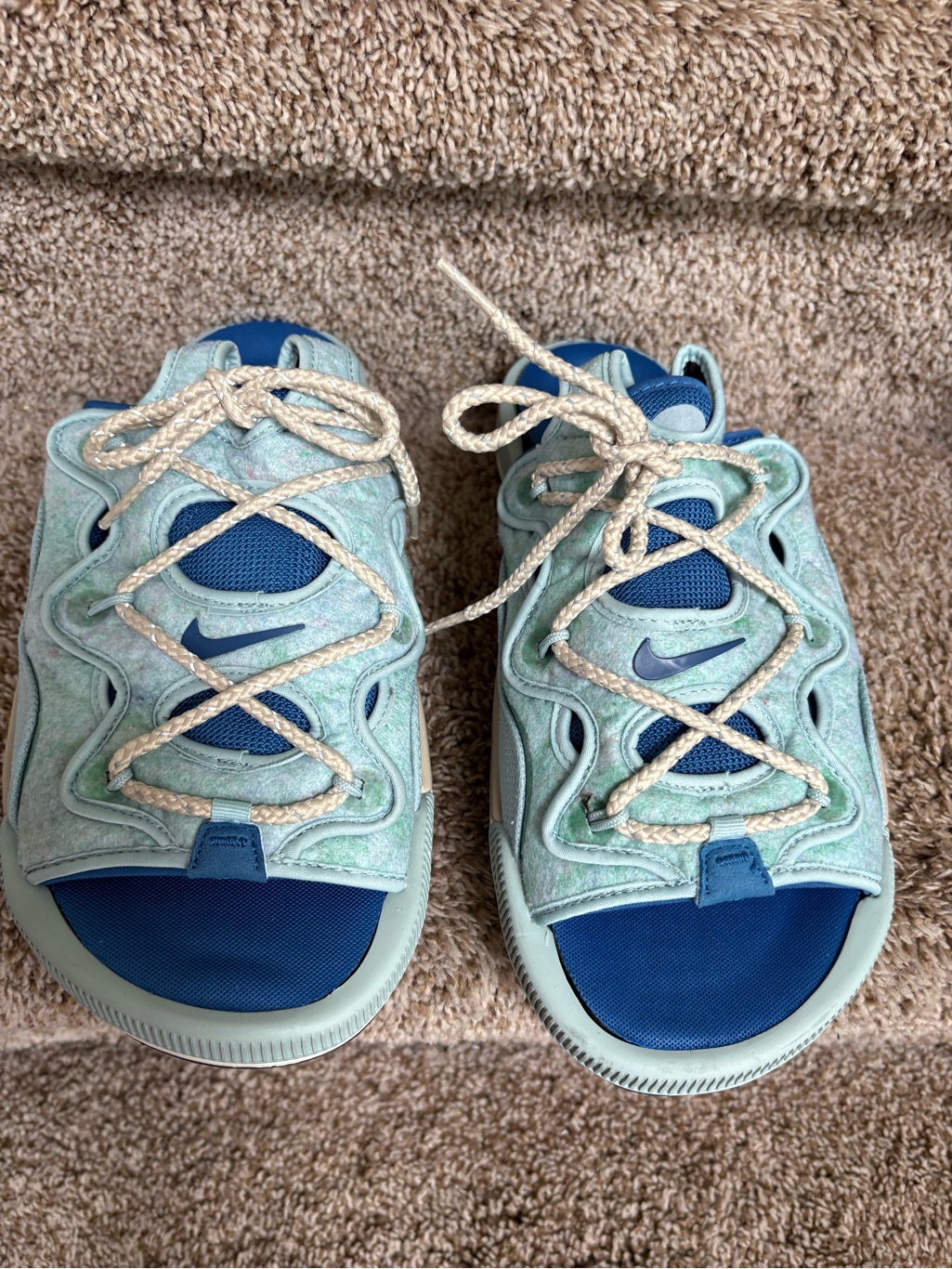 Nike Men’s 2.0 Offline Aqua And Navy Rope-Lace Sport Sandals
